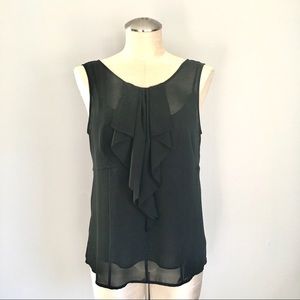 Halogen sheer sleeveless top with ruffle detail